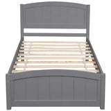 Holaki Twin Size Wood Bed with Headboard and Footboard for Kids, Grey