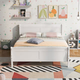 Holaki Full Size Wood Bed with Headboard for Kids, White