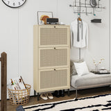 Holaki Rattan 3 Door shoe cabinet, Shoe Storage Cabinet for Entryway