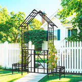 Holaki Metal Garden Arch with Adjustable Width Climbing Plants Support Rose Arch Outdoor Black