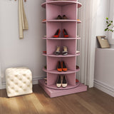 Holaki Wooden Rotating Shoe Rack Tower, 6/7-Tier Spinning Shoe Organizer, Free Standing 360° Revolving Lazy Susan Shoe Rack for Entryway, Fits 24/28 Pairs of Shoes, White