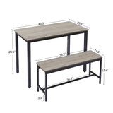Holaki dining table set for 4, kitchen table with benchwith 2 Dining Benches, Farmhouse Wooden Industrial Style 43.3″L x23.6″W x 29.9″H