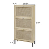 Holaki Rattan 3 Door shoe cabinet, Shoe Storage Cabinet for Entryway