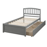 Holaki Twin Size Wood Bed with 2 Storage Drawers for Kids, Gray