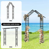 Holaki Metal Garden Arch with Adjustable Width Climbing Plants Support Rose Arch Outdoor Black