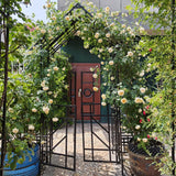 Holaki Metal Garden Arch with Adjustable Width Climbing Plants Support Rose Arch Outdoor Black