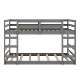 Holaki Twin Size Wood Bunk Bed with Safety Guardrails for Kids, Grey