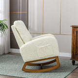 Holaki Rocking Chair with Pocket, High Back Glider for Nursery & Living Room,White