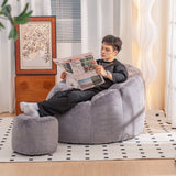 Holaki Bean Bag Chair,Large Bean Bag Chair & Footstool, Chaise Lounge Chair Indoor, Comfy Lazy Sofa Chair with Footstool, Reading Chair for Living Room, Bedroom,Bean Bag Chairs for Adults
