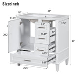 34" Bathroom Vanity Set with Sink, Holaki Modern Bathroom Cabinet with Soft Closing Door and 3 Drawers, Solid Wood Frame Bathroom Storage Cabinet, White