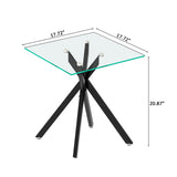 Glass End Table for Living Room, Holaki 17.72" Modern Square Side Table with Tempered Glass Top & Metal Legs, Small Glass Table for Bedroom Office, Black