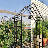 Holaki Metal Garden Arch with Adjustable Width Climbing Plants Support Rose Arch Outdoor Black