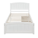 Holaki Wood Twin Size Bed with 2 Storage Drawers for Kids, White