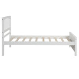 Holaki Wood Twin Size Bed with Headboard & Footboard for Kids, White