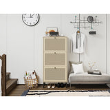 Holaki Rattan 3 Door shoe cabinet, Shoe Storage Cabinet for Entryway