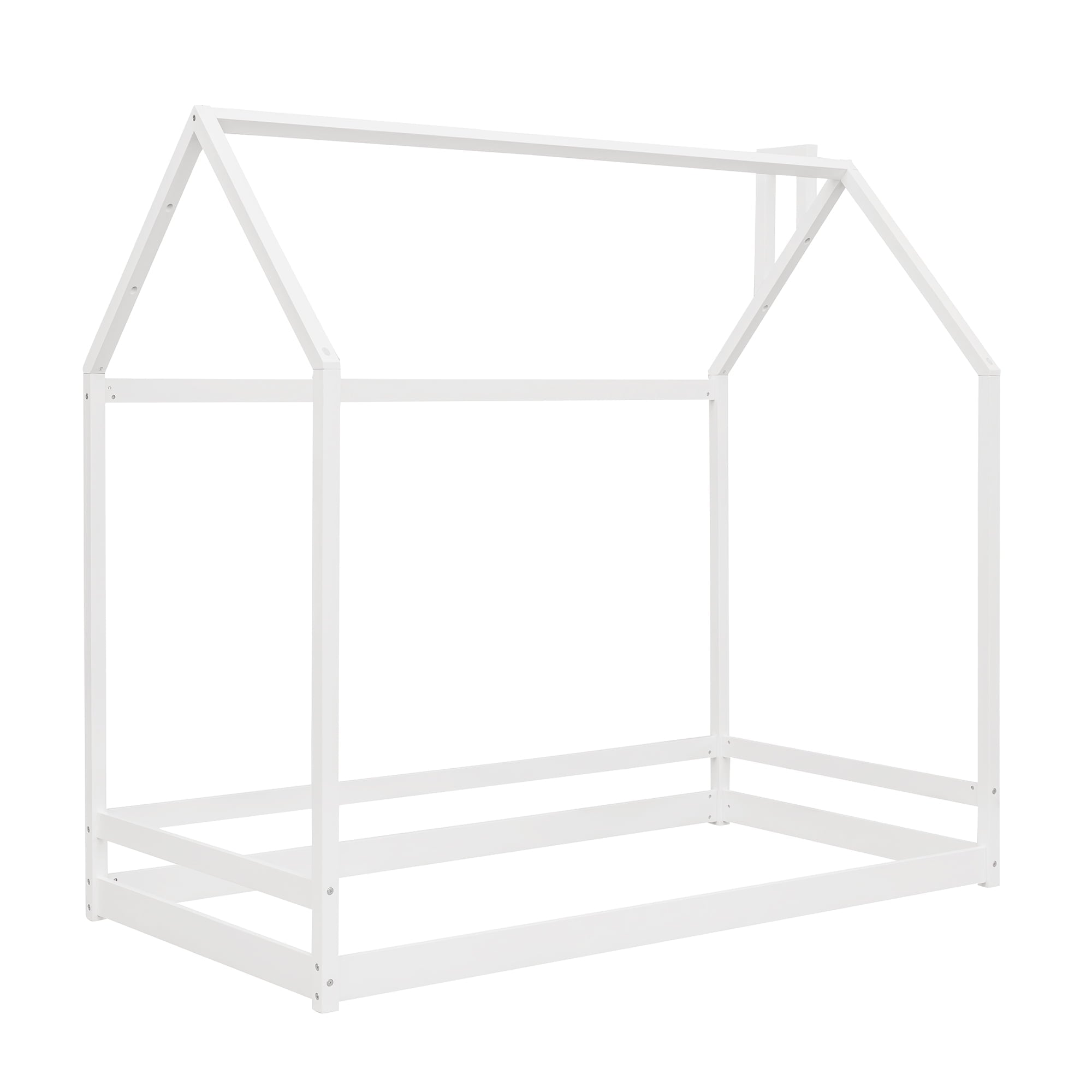 Holaki Twin Size Wood House Bed for Kids, White