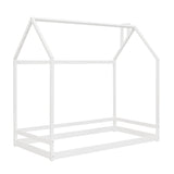 Holaki Twin Size Wood House Bed for Kids, White