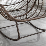 Holaki Oversized Outdoor Rattan Rocking Chair with Padded Cushion – 250lbs Capacity, Weather-Resistant Steel Frame, Light Green for Porch/Patio/Living Room