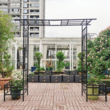 Holaki Metal Garden Arch with Adjustable Width Climbing Plants Support Rose Arch Outdoor Black