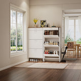 Holaki Shoe Cabinet with 3 Flip Drawers,metal handle Shoe Storage Cabinet for Entryway Living Room Behind The Door, Brown/White