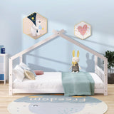 Holaki Full Size Wood House Bed for Kids, White