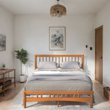 Queen Bed Frame, Holaki Rubberwood Platform Bed Frame with Headboard & Wooden Slats, No Box Spring Needed, Easy Assembly