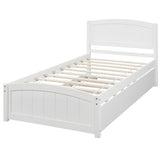 Holaki Wood Twin Size Bed with Trundle for Kids , White