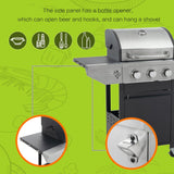 Holaki 3 Burner Barbecue Grill, 37,000 BTU, Propane Grill, Stainless Steel Gas Grill with Side Burner and Cover, for Outdoor BBQ, Camping, Not Includes Grill Cover