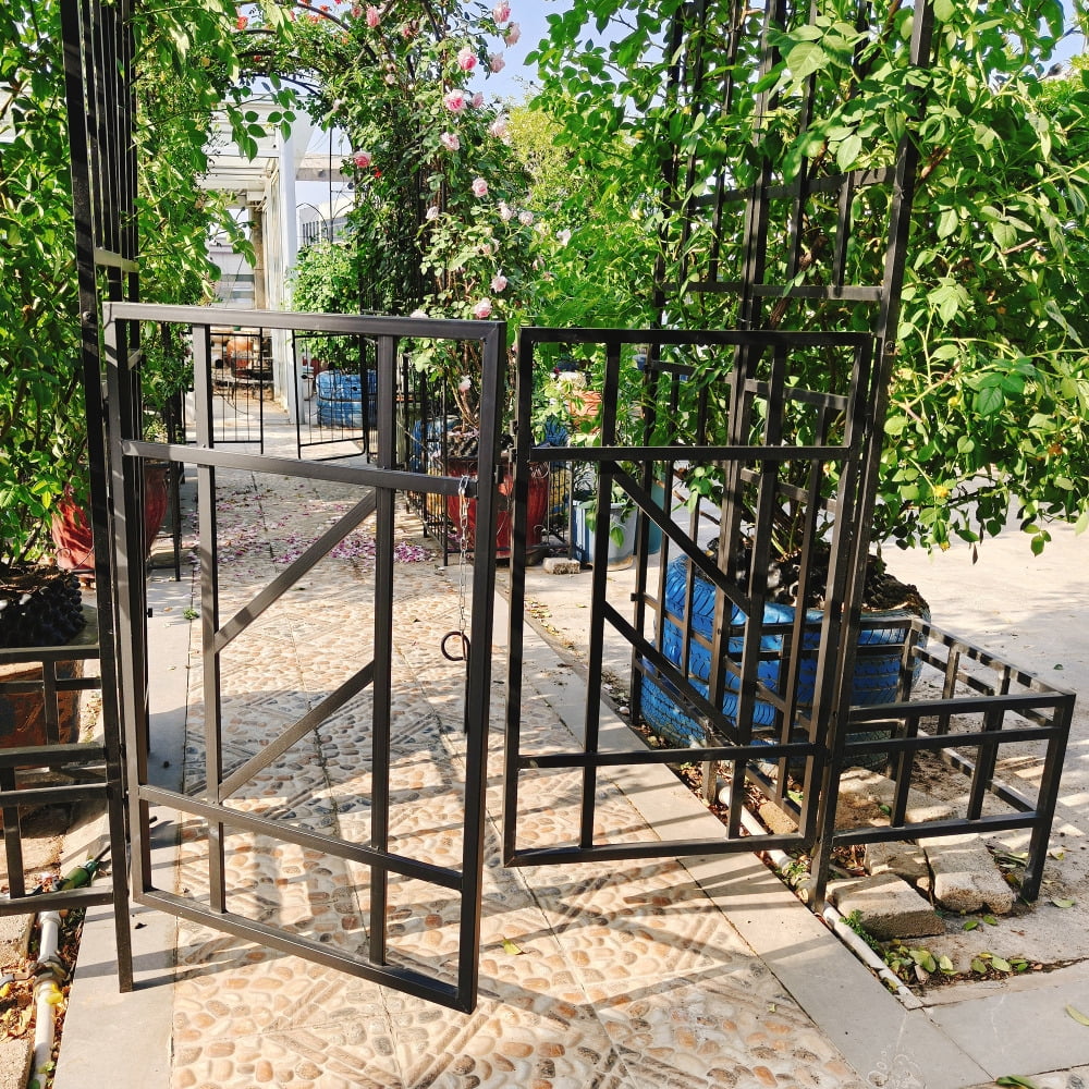 Holaki Metal Garden Arch with Adjustable Width Climbing Plants Support Rose Arch Outdoor Black