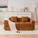 Holaki 71.25 in. W Sofa Bed High Rebound Sponge Sleeper Sofa Couch, 2 Seats Floor Couch with 2 Pilllows for Living Room, Bedroom, Camel