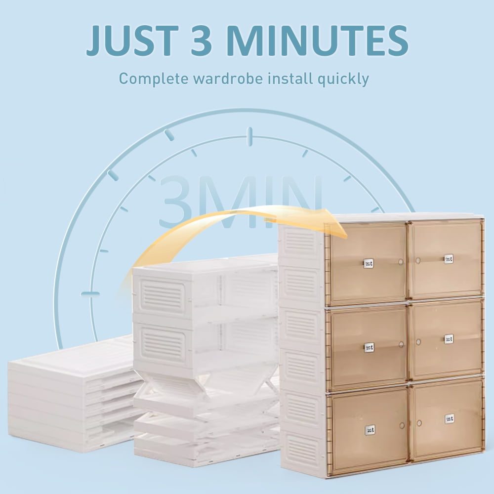 Holaki Portable Shoe Rack Organizer for Closet Entryway, Stackable Sneaker Storage Shoe Cabinet with Magnetic Clear Door, Large Plastic Storage containers Bins with Lids 5 Tiers 20 Pairs