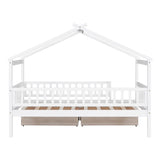 Holaki Twin Size House Bed with Storage Drawers for Kids, White