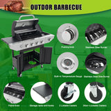 Holaki 4 Burner Barbecue Grill, 46,500 BTU, Propane Grill, Stainless Steel Gas Grill with Side Burner and Cover, for Outdoor BBQ, Camping, Not Includes Grill Cover