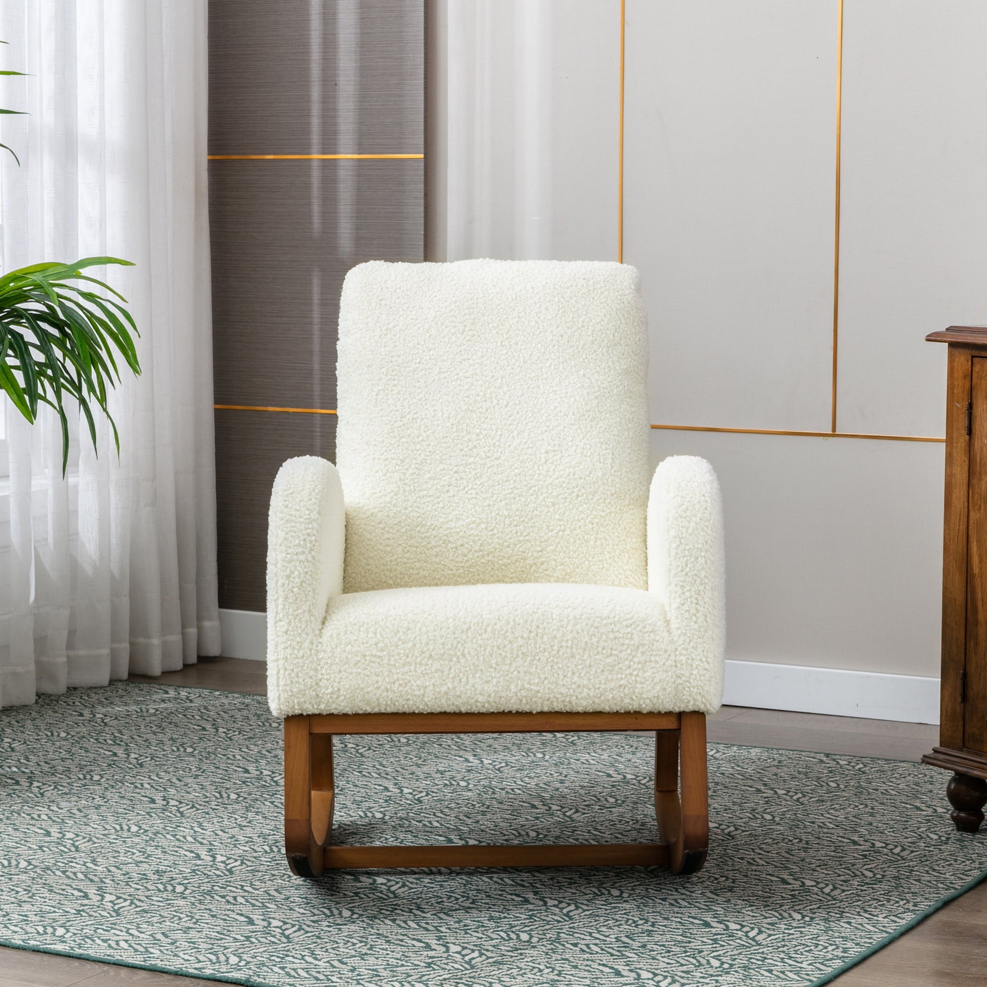 Holaki Rocking Chair with Pocket, High Back Glider for Nursery & Living Room,White