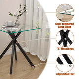 Glass End Table for Living Room, Holaki 17.72" Modern Square Side Table with Tempered Glass Top & Metal Legs, Small Glass Table for Bedroom Office, Black