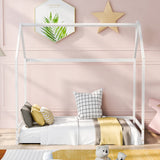 Holaki Twin Size Wood House Bed for Kids, White