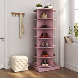 Holaki Wooden Rotating Shoe Rack Tower, 6/7-Tier Spinning Shoe Organizer, Free Standing 360° Revolving Lazy Susan Shoe Rack for Entryway, Fits 24/28 Pairs of Shoes, White