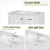 34" Bathroom Vanity Set with Sink, Holaki Modern Bathroom Cabinet with Soft Closing Door and 3 Drawers, Solid Wood Frame Bathroom Storage Cabinet, White