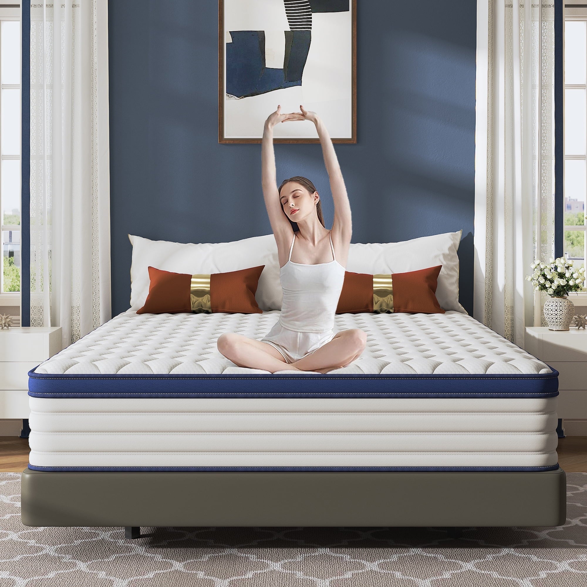 Queen Mattress, Holaki 12" New Memory Foam Hybrid Queen Mattress in a Box, Cool Individual Pocket Spring for Sleep Supportive & Pressure Relief, Queen Size Medium Firm Mattress, CertiPUR-US