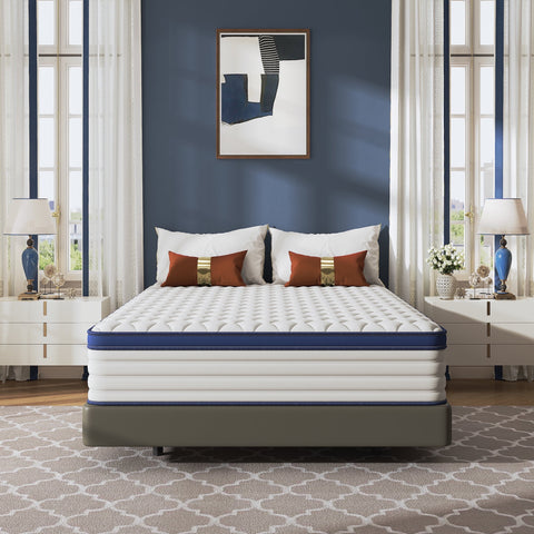 Queen Mattress, Holaki 12" Cooling-Gel Memory Foam Mattress in a Box, Individual Pocket Spring Mattress with Motion Isolation & Pressure‑Relief Comfort for Bedroom, Medium Firm, CertiPUR-US