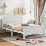 Holaki Full Size Wood Bed with Headboard for Kids, White