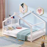 Holaki Full Size Wood House Bed for Kids, White