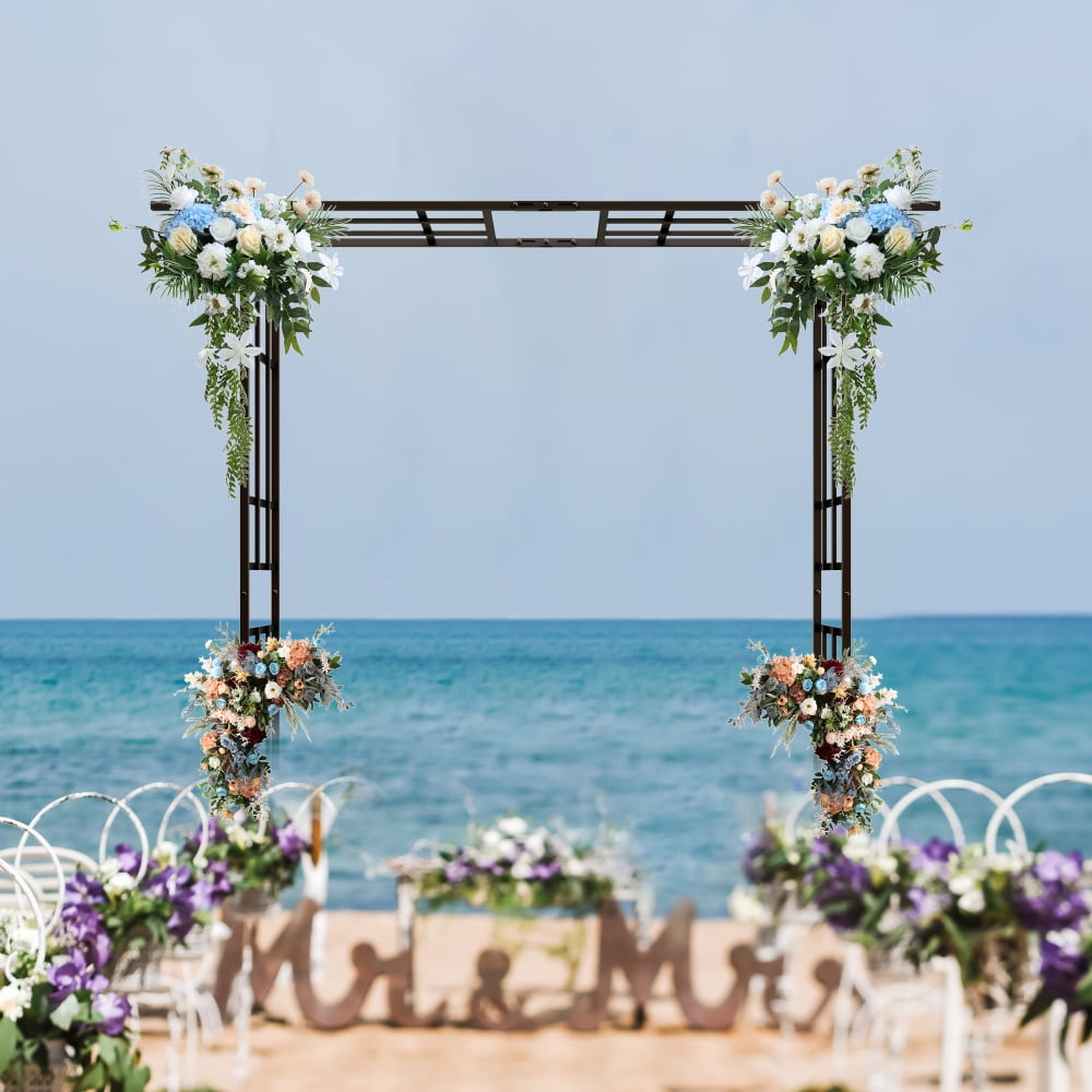 Holaki Metal Garden Arch with Adjustable Width Climbing Plants Support Rose Arch Outdoor Black