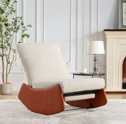 Holaki Modern Rocking Recliner Chair, Soft Padded Lounge Chair for Living Room & Bedroom, Orange