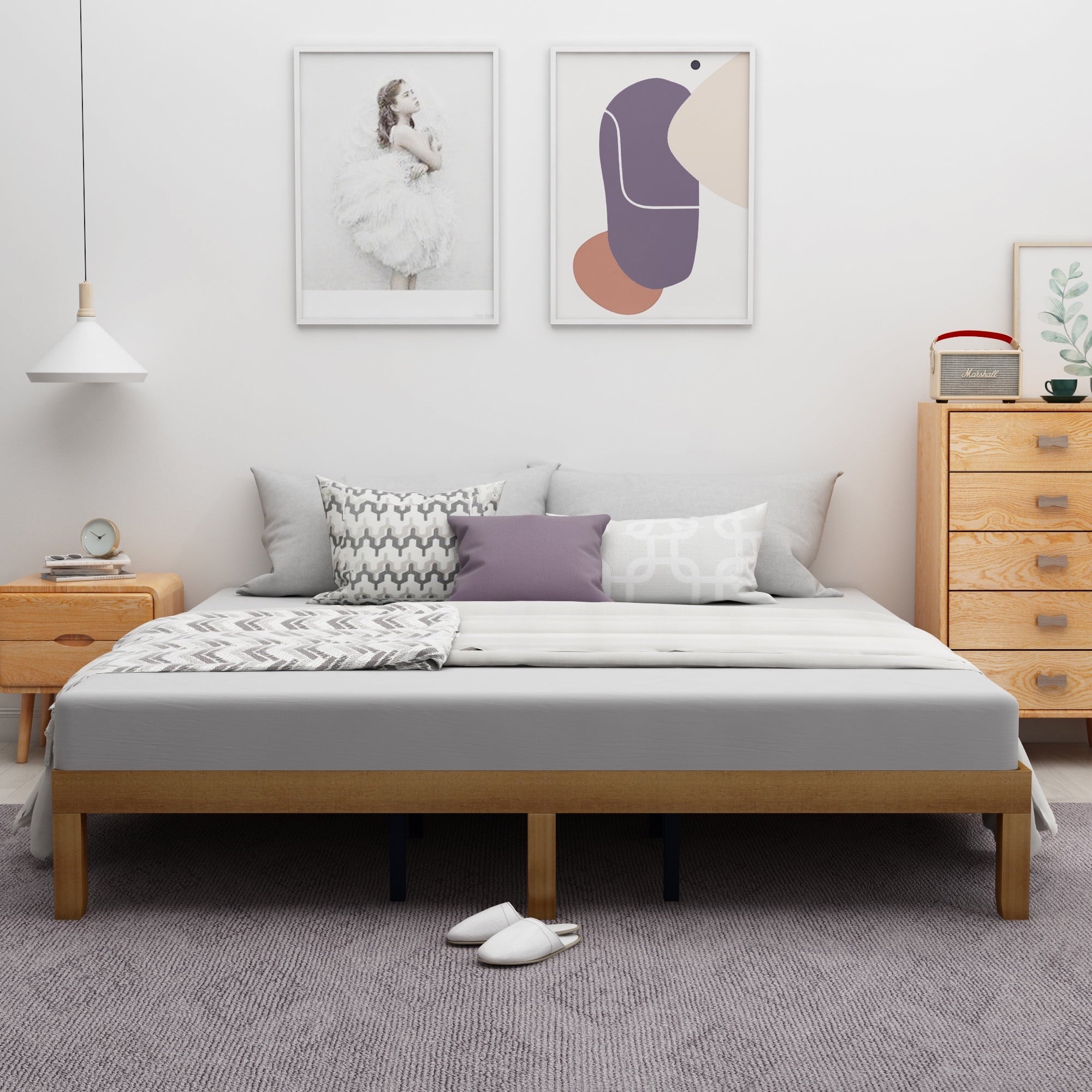 Queen Bed Frame, Holaki 12" Rubberwood Platforms Bed Frame with Wooden Slats Support, Sturdy & Noise-Free Design, No Box Spring Needed, Easy Assembly