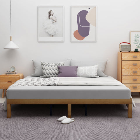 Queen Bed Frame, Holaki 12" Rubberwood Platforms Bed Frame with Wooden Slats Support, Sturdy & Noise-Free Design, No Box Spring Needed, Easy Assembly