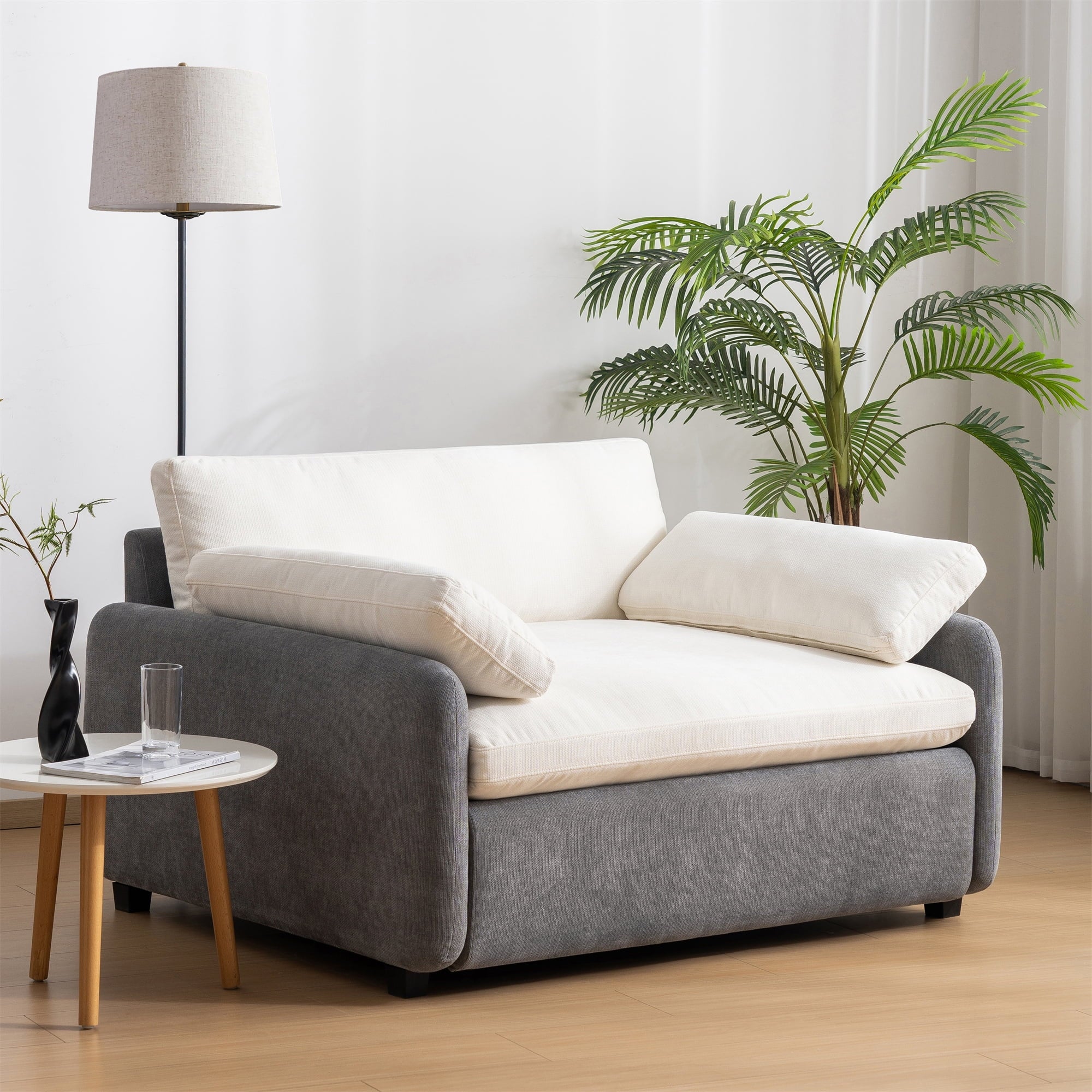 Single Sofa Chair,50" x 43" Oversized Accent Chair, Modern Upholstered Comfy Armchair, Deep Seat Reading Chair with 2 Pillows for Living Room, Bedroom, Office,3 Colors Couch