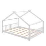 Holaki Full Size Wood House Bed for Kids, White