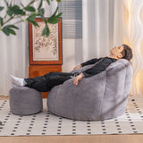 Holaki Bean Bag Chair,Large Bean Bag Chair & Footstool, Chaise Lounge Chair Indoor, Comfy Lazy Sofa Chair with Footstool, Reading Chair for Living Room, Bedroom,Bean Bag Chairs for Adults
