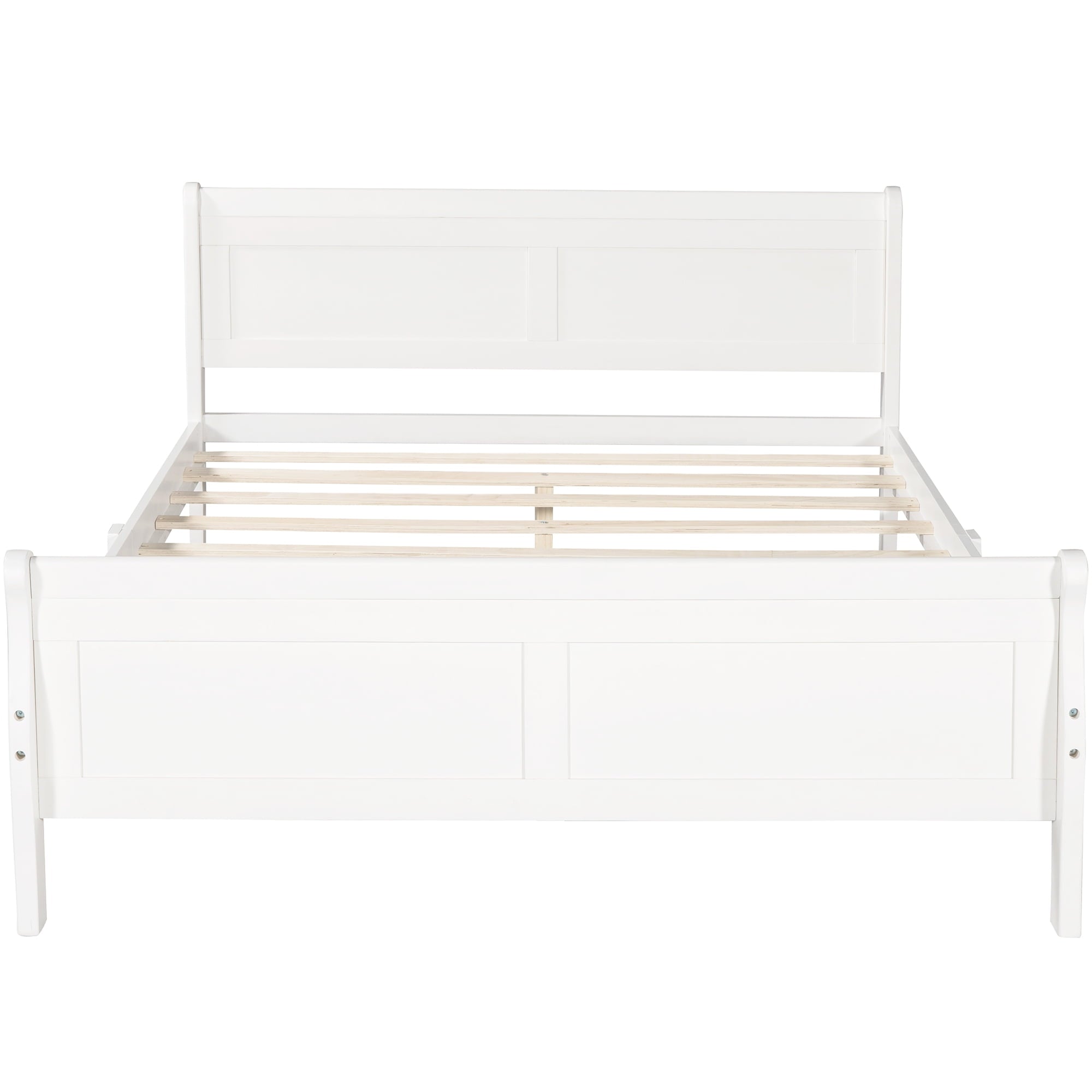 Holaki Full Size Wood Bed with Headboard for Kids, White